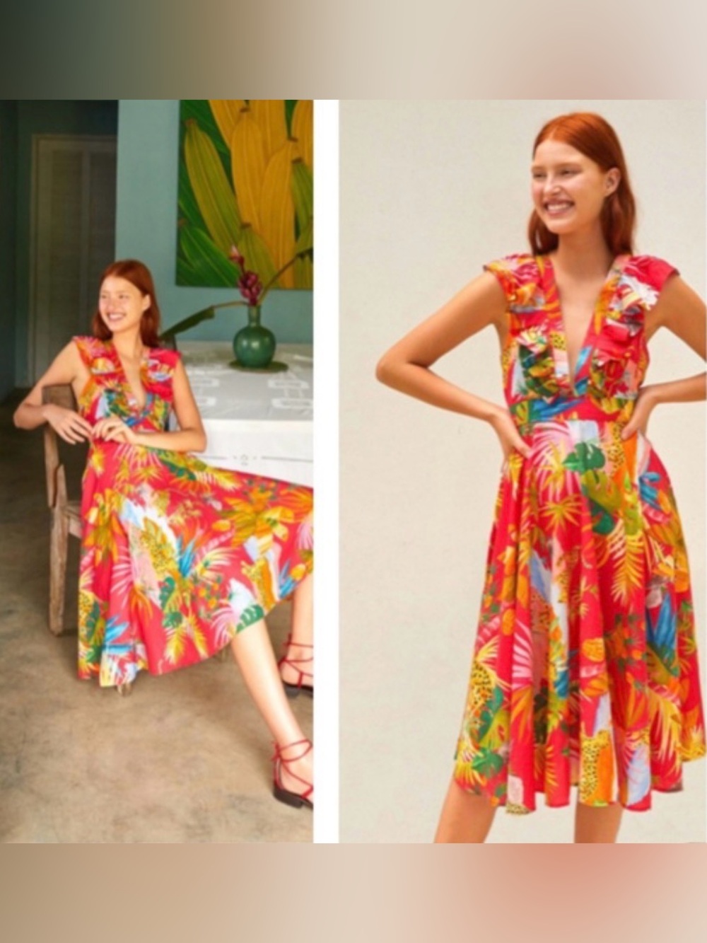 Farm Rio Tropical Jungle Midi Dress 
Sz XS